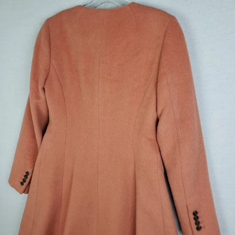 J CREW Collection Wool Alpaca Coat Classic Preppy size 2 Peach A-line Peplum - Picture 12 of 13